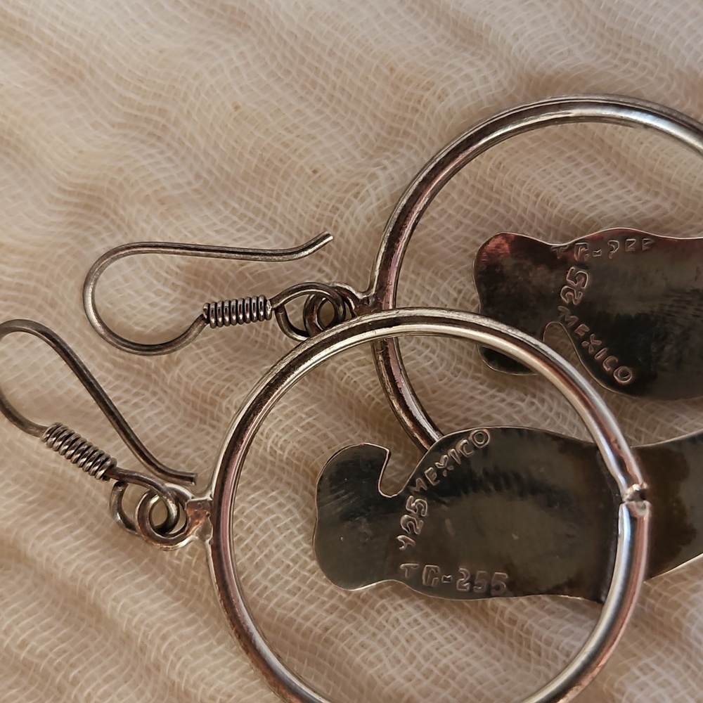 Colorful Parrot Inlay Hoop Drop Earrings - Picture 8 of 8